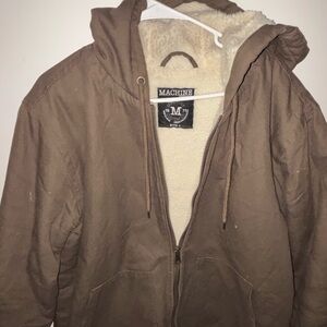 Machine Men's Tan Hooded Puffer Jacket